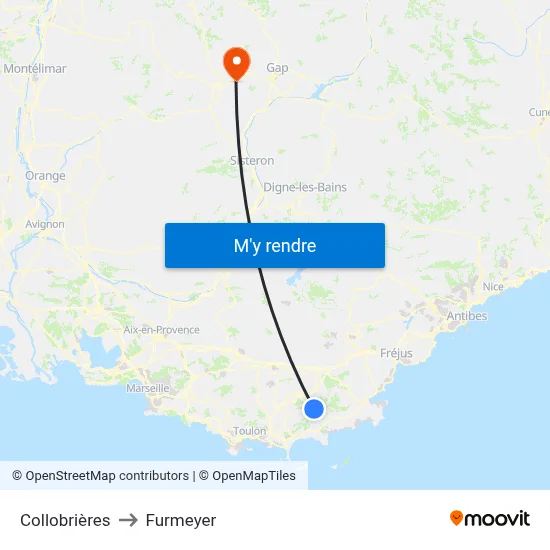 Collobrières to Furmeyer map