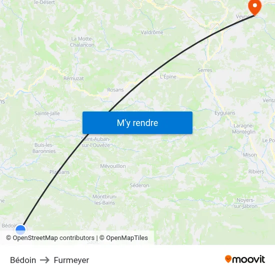 Bédoin to Furmeyer map
