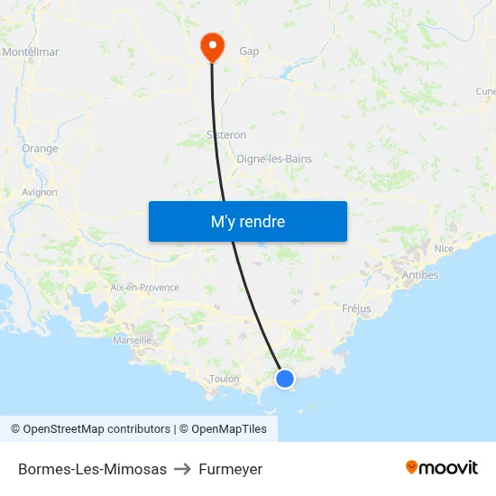 Bormes-Les-Mimosas to Furmeyer map