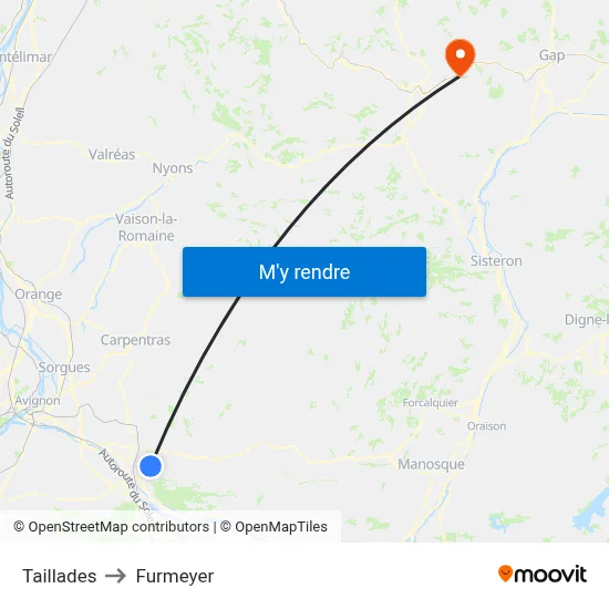 Taillades to Furmeyer map