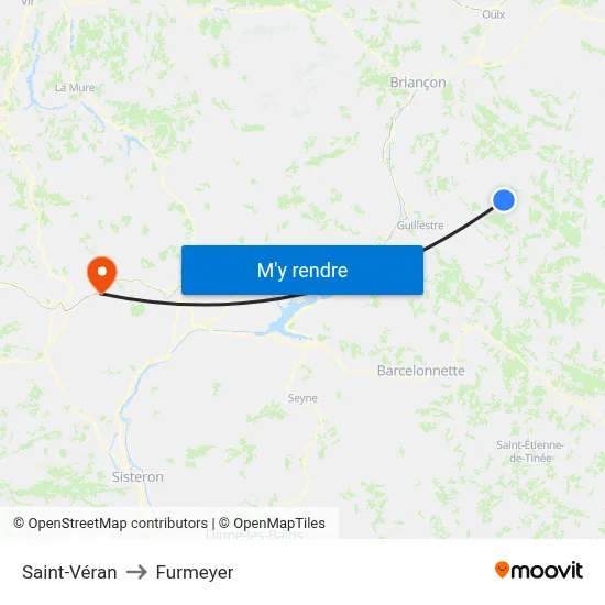 Saint-Véran to Furmeyer map