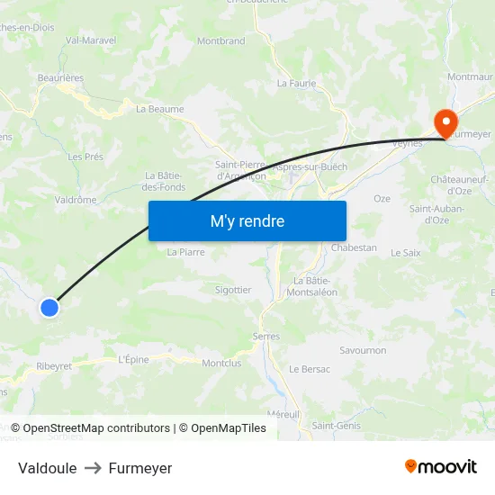 Valdoule to Furmeyer map