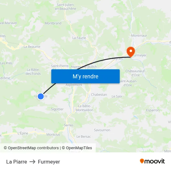 La Piarre to Furmeyer map