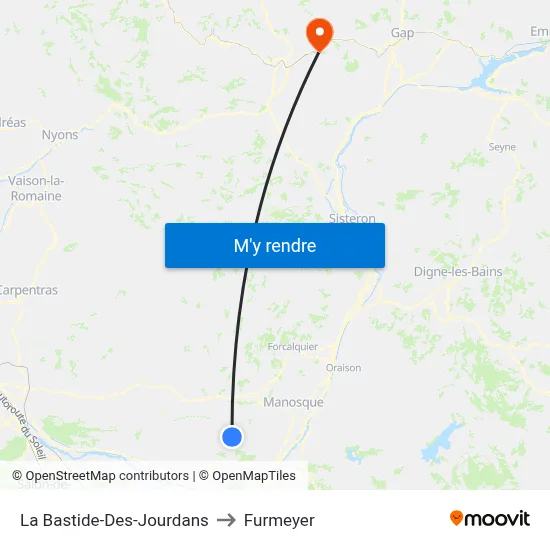 La Bastide-Des-Jourdans to Furmeyer map