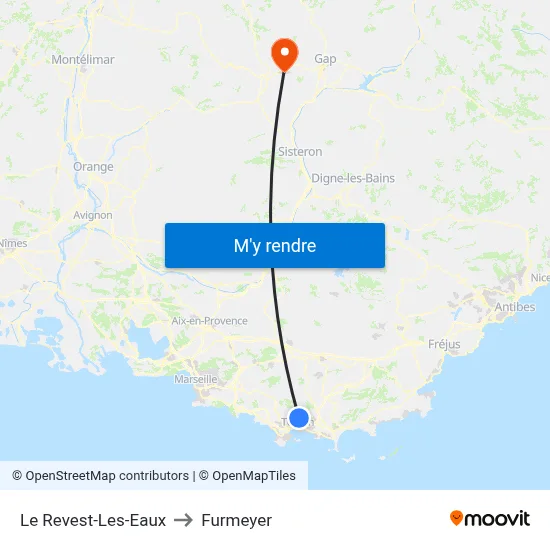 Le Revest-Les-Eaux to Furmeyer map