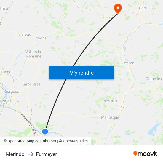 Mérindol to Furmeyer map