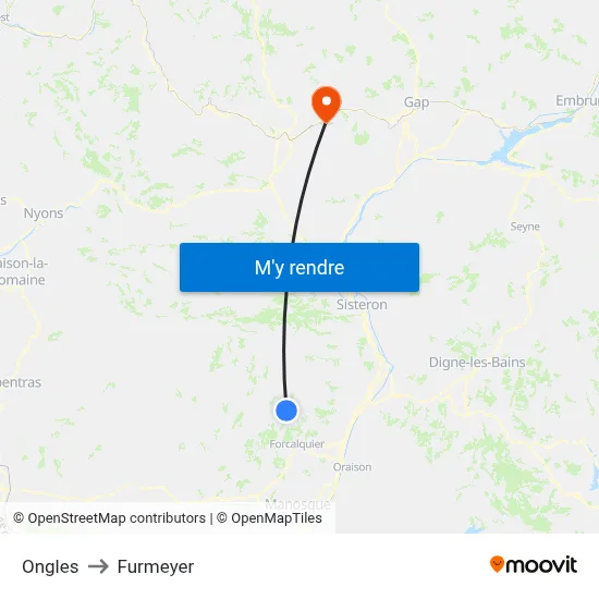 Ongles to Furmeyer map