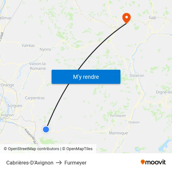 Cabrières-D'Avignon to Furmeyer map