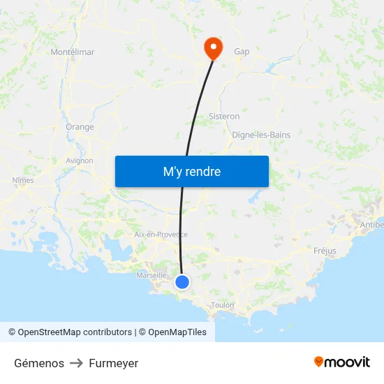 Gémenos to Furmeyer map