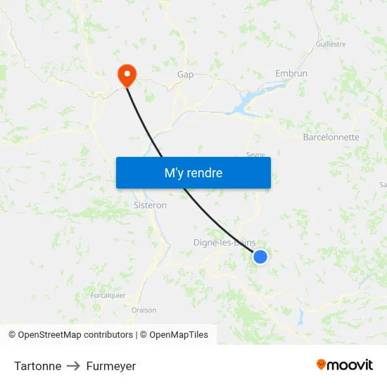 Tartonne to Furmeyer map