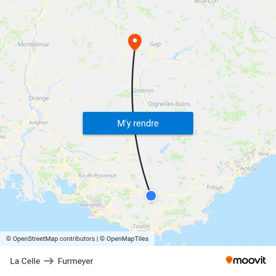 La Celle to Furmeyer map
