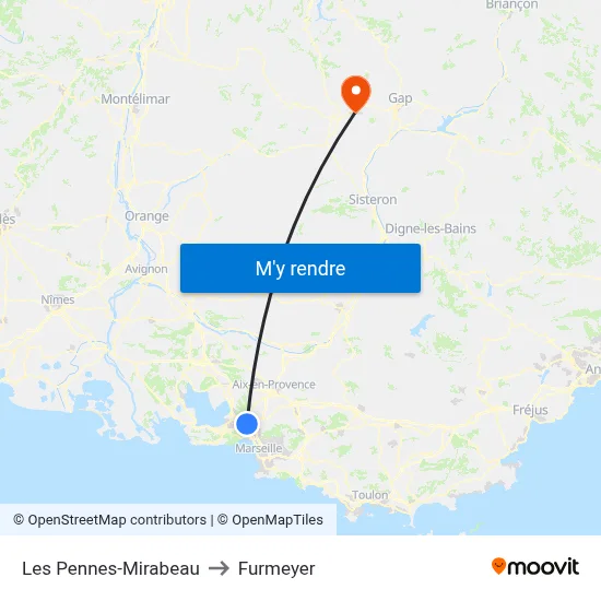 Les Pennes-Mirabeau to Furmeyer map