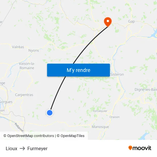 Lioux to Furmeyer map