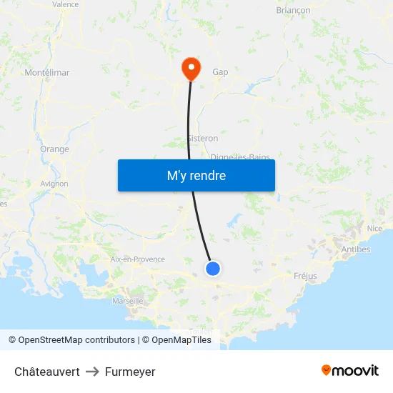 Châteauvert to Furmeyer map
