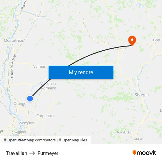Travaillan to Furmeyer map