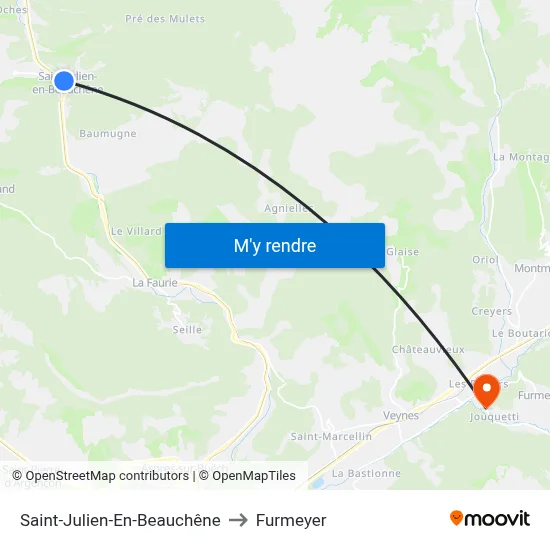 Saint-Julien-En-Beauchêne to Furmeyer map