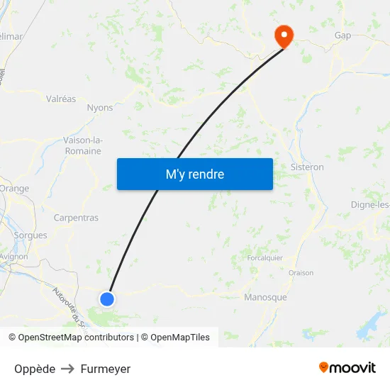 Oppède to Furmeyer map