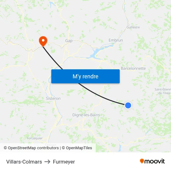 Villars-Colmars to Furmeyer map