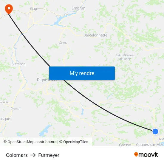 Colomars to Furmeyer map