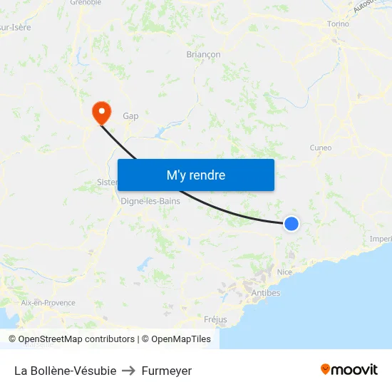 La Bollène-Vésubie to Furmeyer map