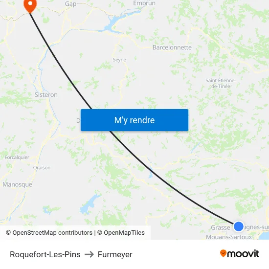 Roquefort-Les-Pins to Furmeyer map
