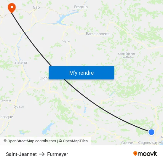 Saint-Jeannet to Furmeyer map