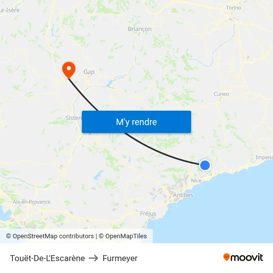 Touët-De-L'Escarène to Furmeyer map
