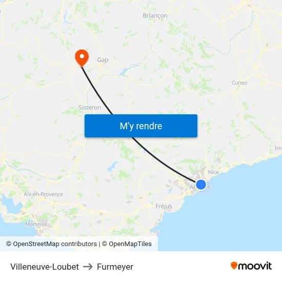 Villeneuve-Loubet to Furmeyer map