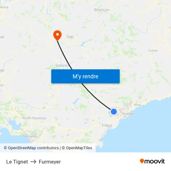 Le Tignet to Furmeyer map