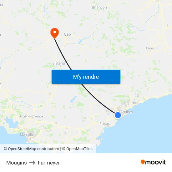 Mougins to Furmeyer map