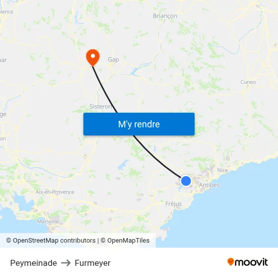 Peymeinade to Furmeyer map