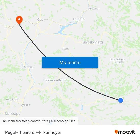 Puget-Théniers to Furmeyer map