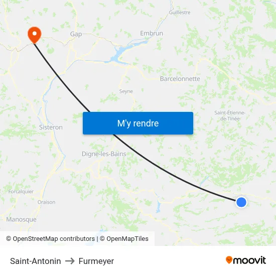 Saint-Antonin to Furmeyer map