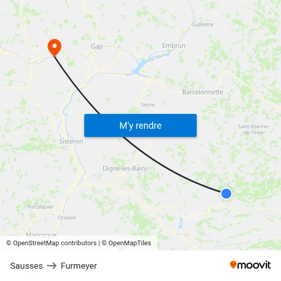 Sausses to Furmeyer map