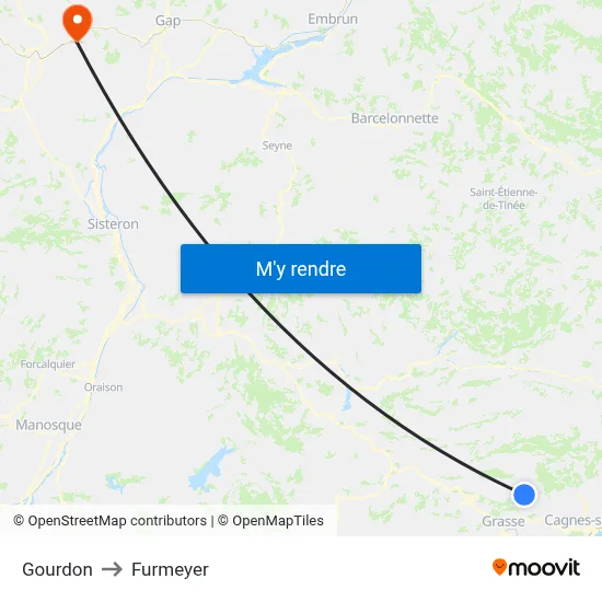 Gourdon to Furmeyer map
