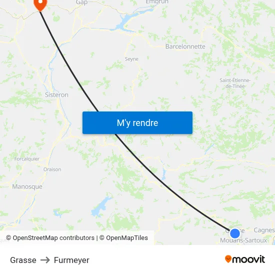 Grasse to Furmeyer map
