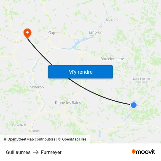 Guillaumes to Furmeyer map