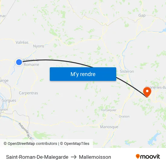 Saint-Roman-De-Malegarde to Mallemoisson map