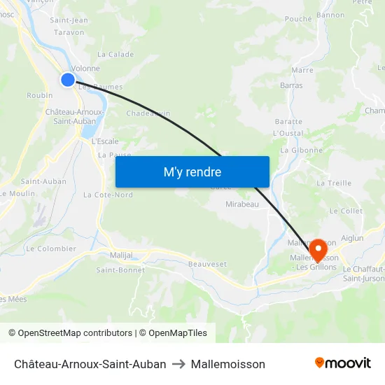Château-Arnoux-Saint-Auban to Mallemoisson map