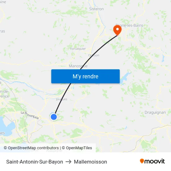 Saint-Antonin-Sur-Bayon to Mallemoisson map