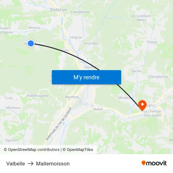 Valbelle to Mallemoisson map