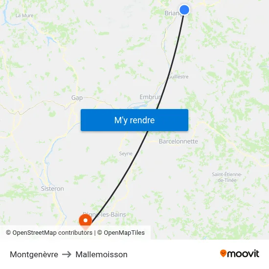 Montgenèvre to Mallemoisson map