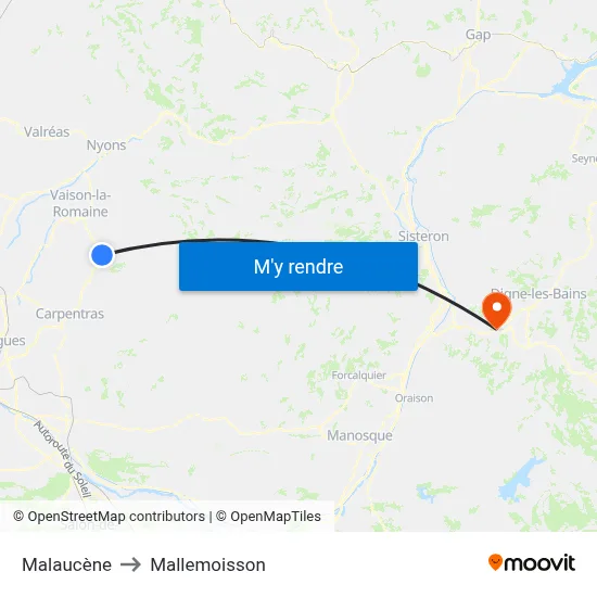 Malaucène to Mallemoisson map
