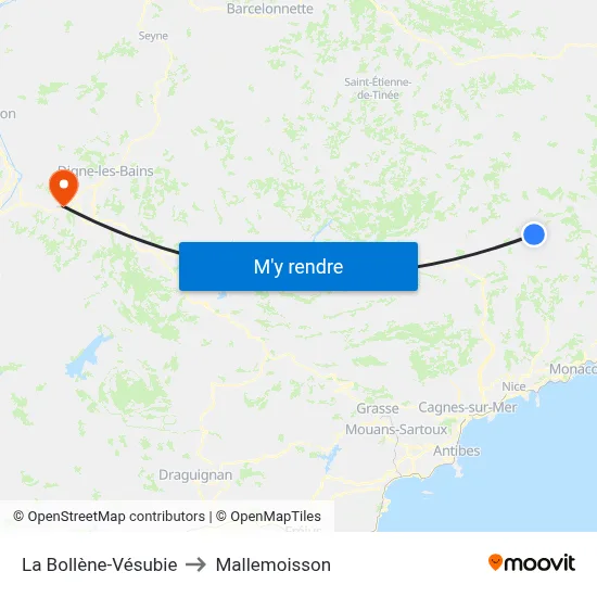 La Bollène-Vésubie to Mallemoisson map