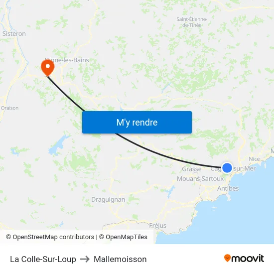 La Colle-Sur-Loup to Mallemoisson map