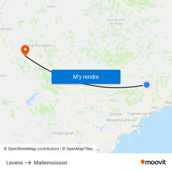 Levens to Mallemoisson map