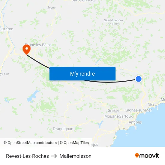 Revest-Les-Roches to Mallemoisson map