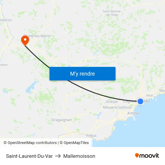 Saint-Laurent-Du-Var to Mallemoisson map