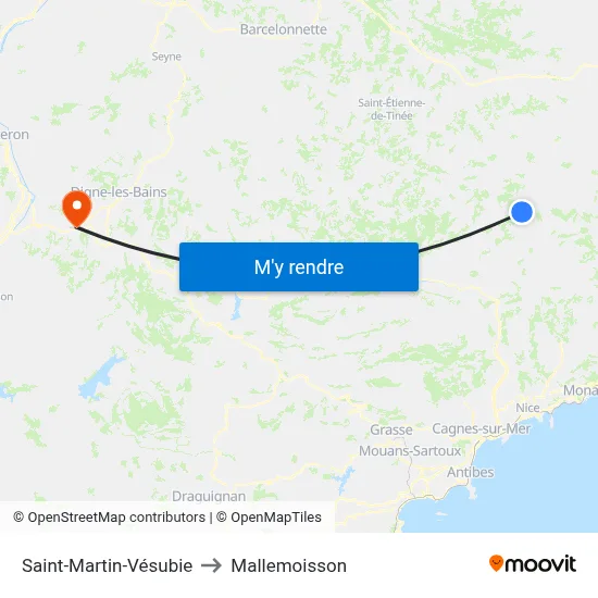 Saint-Martin-Vésubie to Mallemoisson map