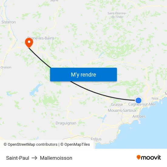 Saint-Paul to Mallemoisson map